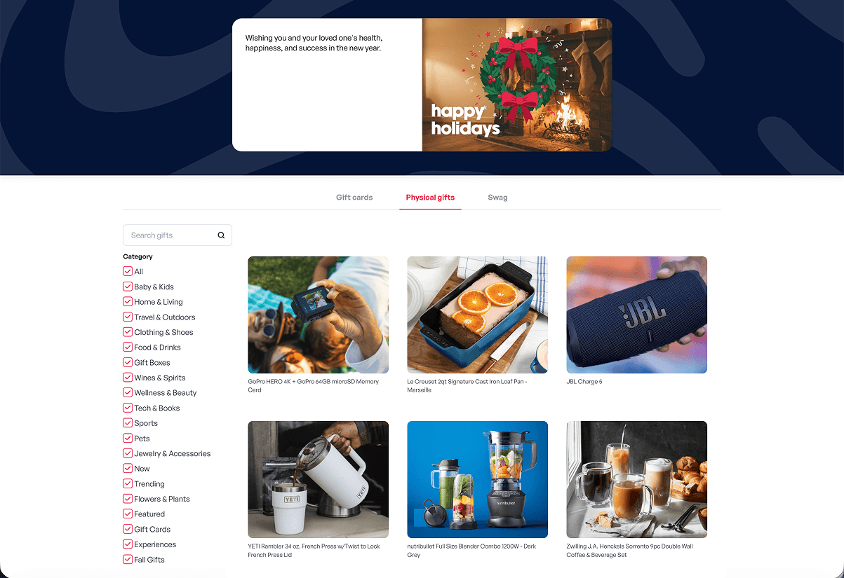 The Gifted redemption experience where recipients pick their brand