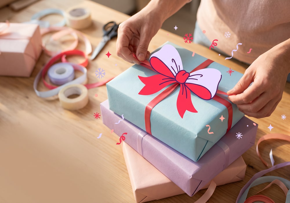 Gifts wrapped in Gifted colors