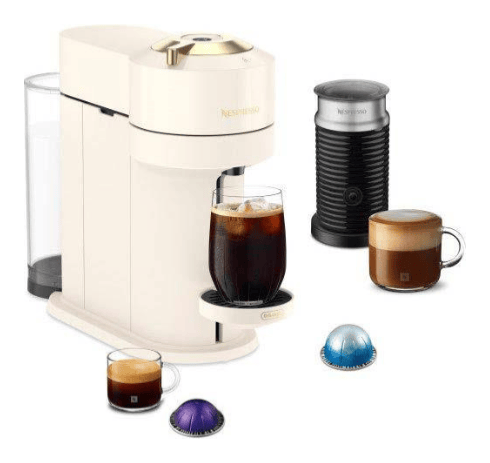Nespresso Vertuo NeXT Premium by De'Longhi with Aeroccino - Creamy White/Gold